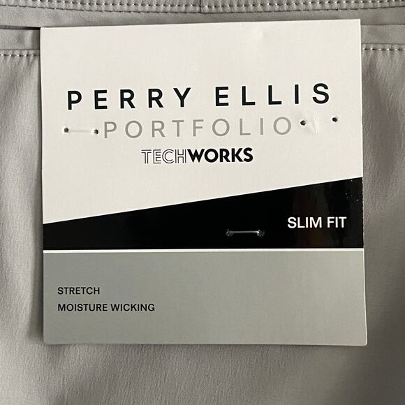 Perry Ellis Portfolio Men's XL TechWorks Pants Slim Fit Drawstring Alloy NEW - Picture 9 of 10